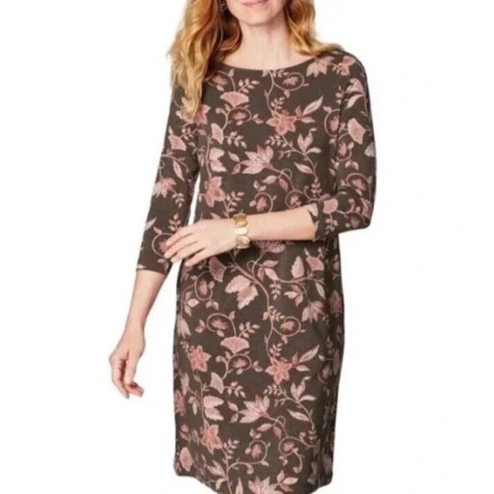 J Jill‎ Women's 3/4 Sleeve Floral Shirt Dress Size M